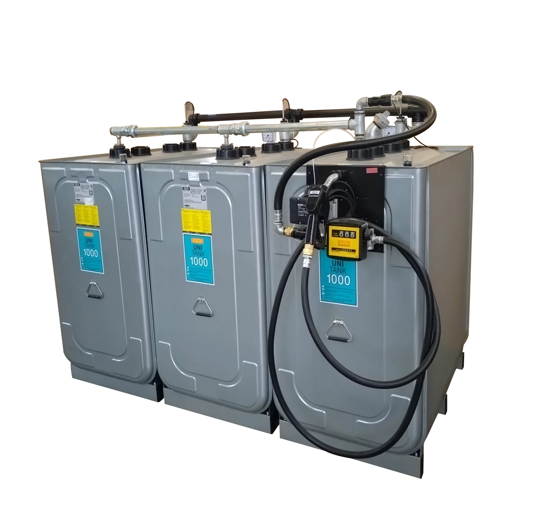 Dieseltanksystem med tre UNI-Tankar 1000 l