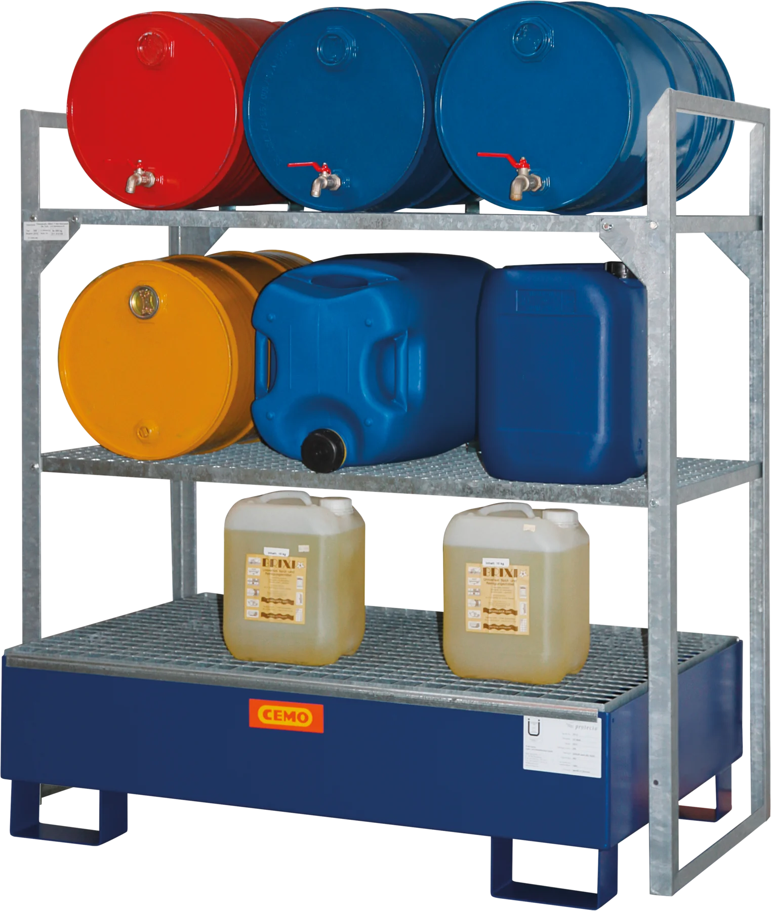 Kemikaliehylla typ 360 med uppsamlingstråg i stål