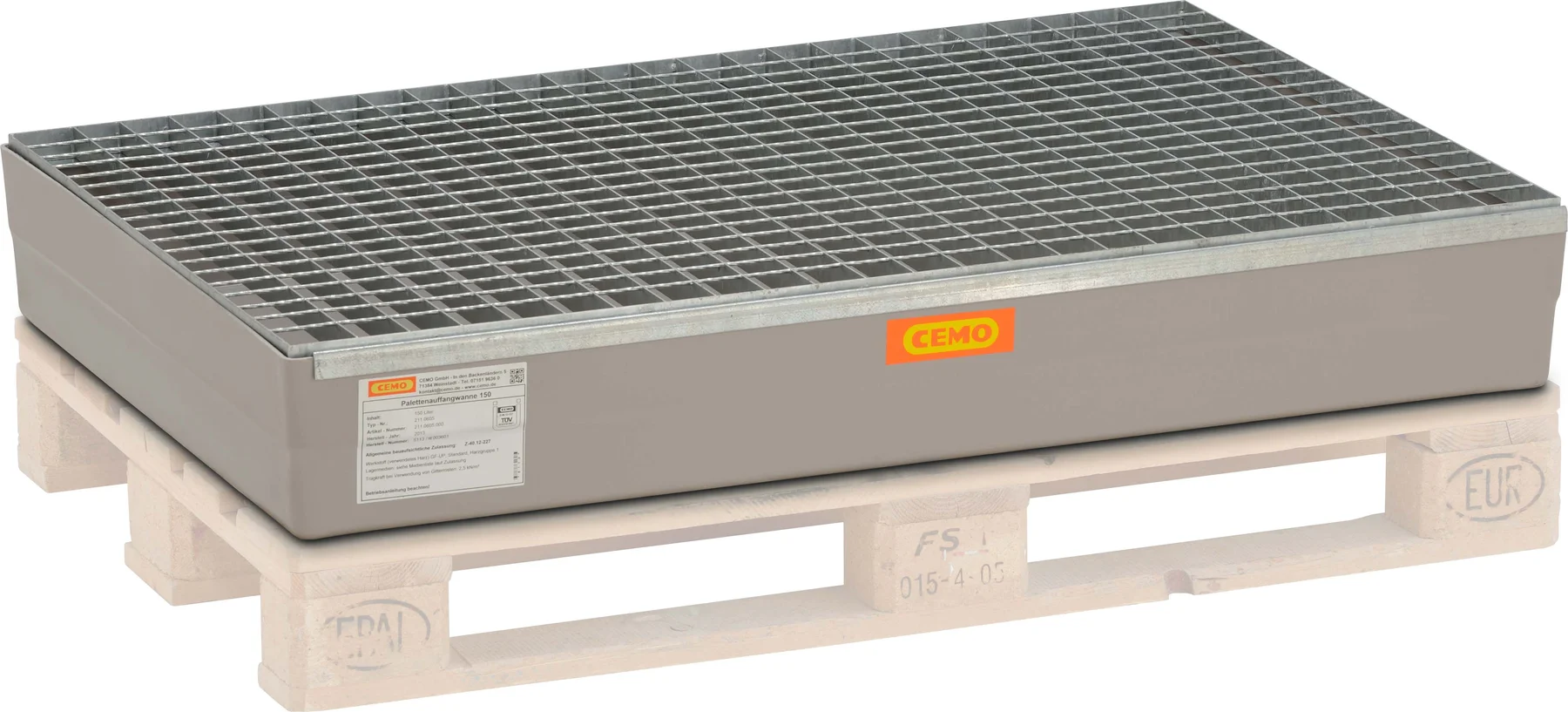 GRP sump pallet 150 for Euro pallets without approval