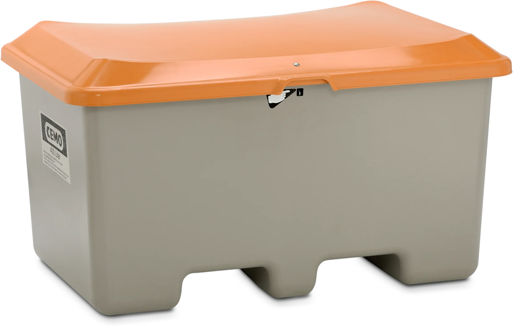 GRP Grit container Plus3 400 l, grau/orange, ohne Entnameöffnung