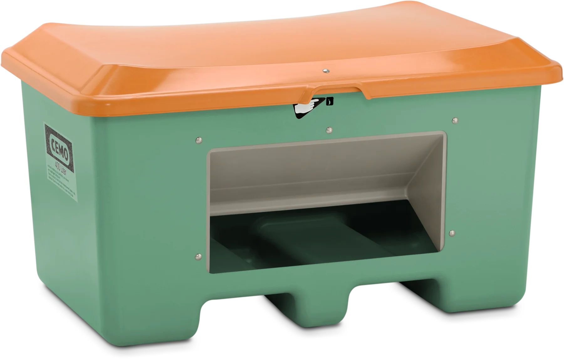 Contenitore in VTR per materiali da spargere Plus 3, 400 l, verde/arancione