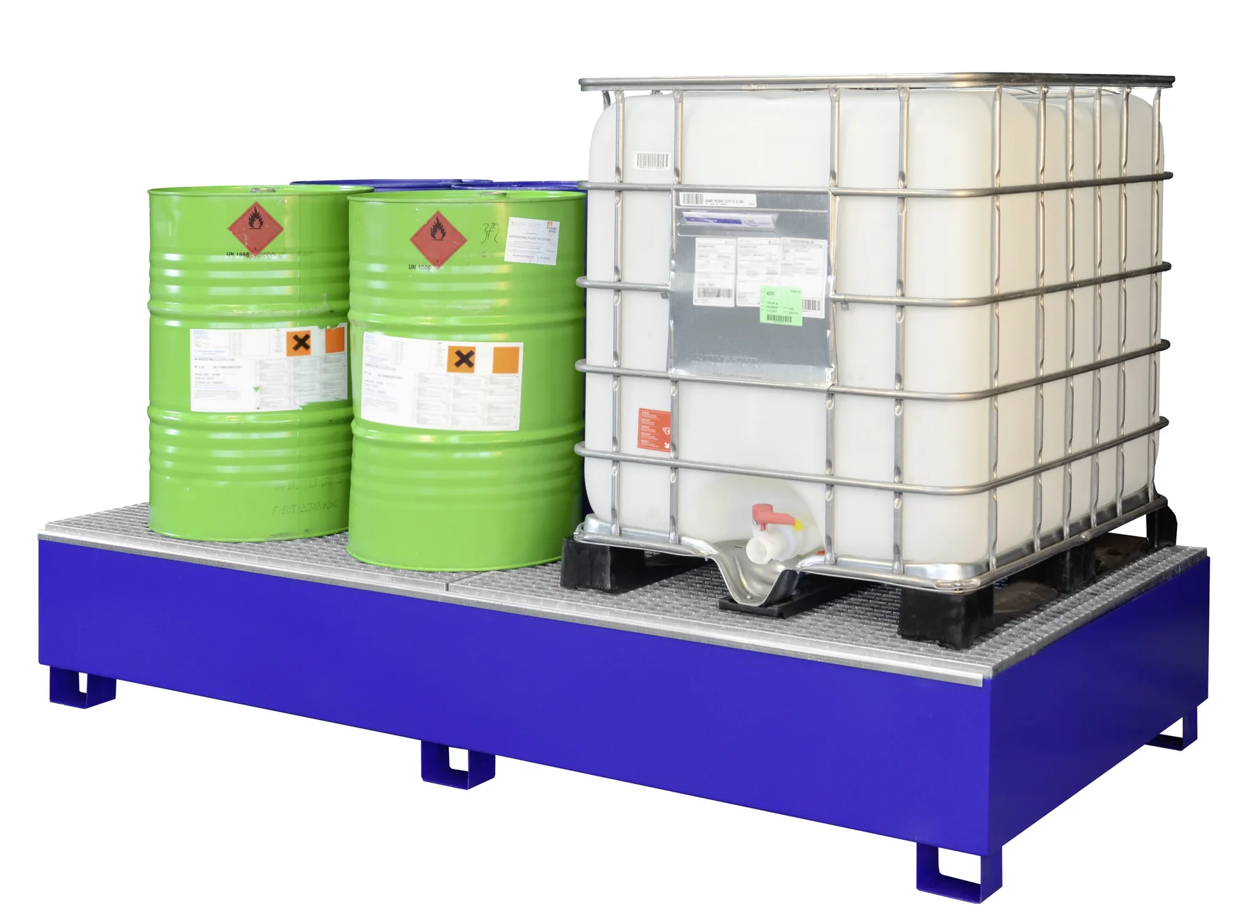 Vasca di raccolta IBC in acciaio, GS2a, con portavassoio, verniciata,