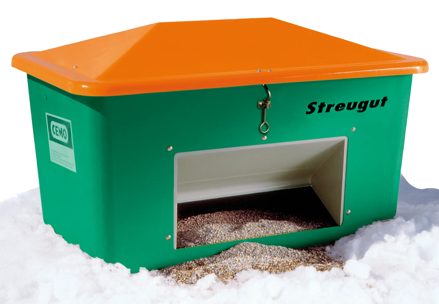 GRP Grit bin 700 l, green/orange