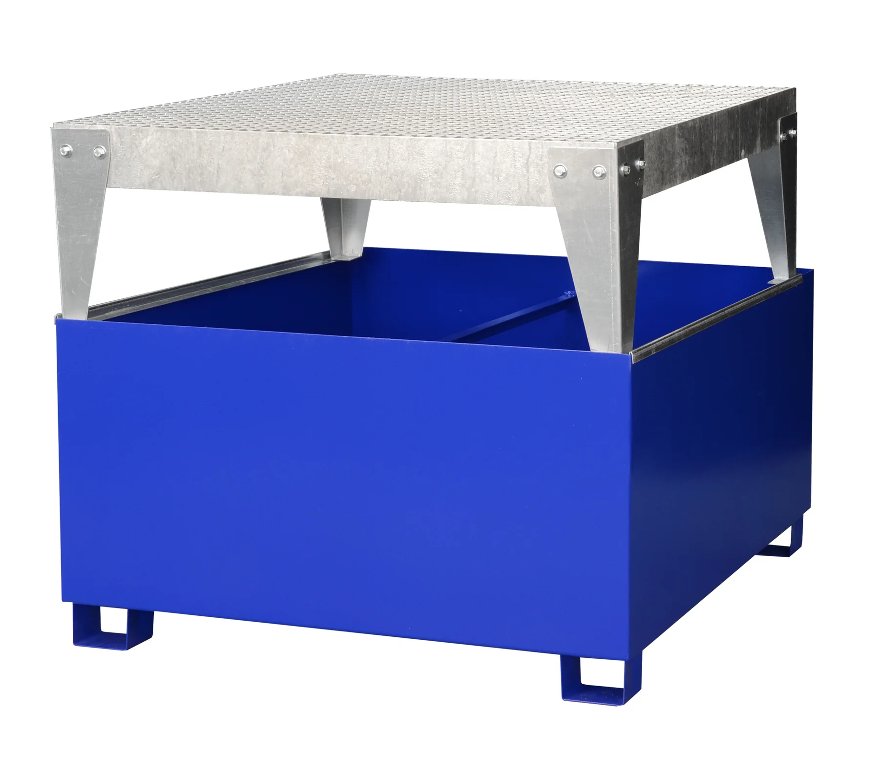 Vasca di raccolta IBC in acciaio, GS1 AB1 con 1 cavalletto di travaso, verniciata