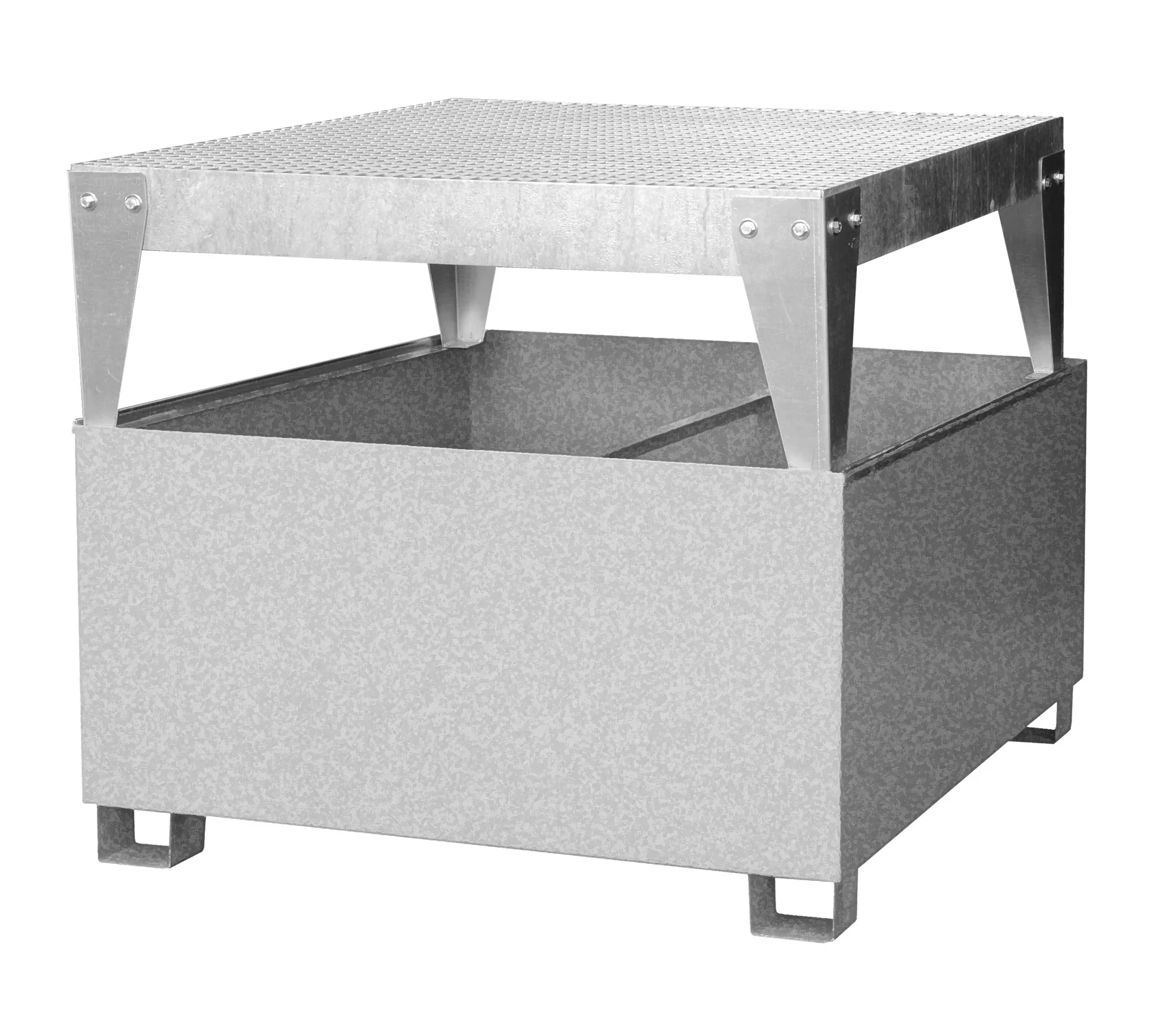 Vasca di raccolta IBC in acciaio, GS1 AB1 con 1 cavalletto di travaso, zincata