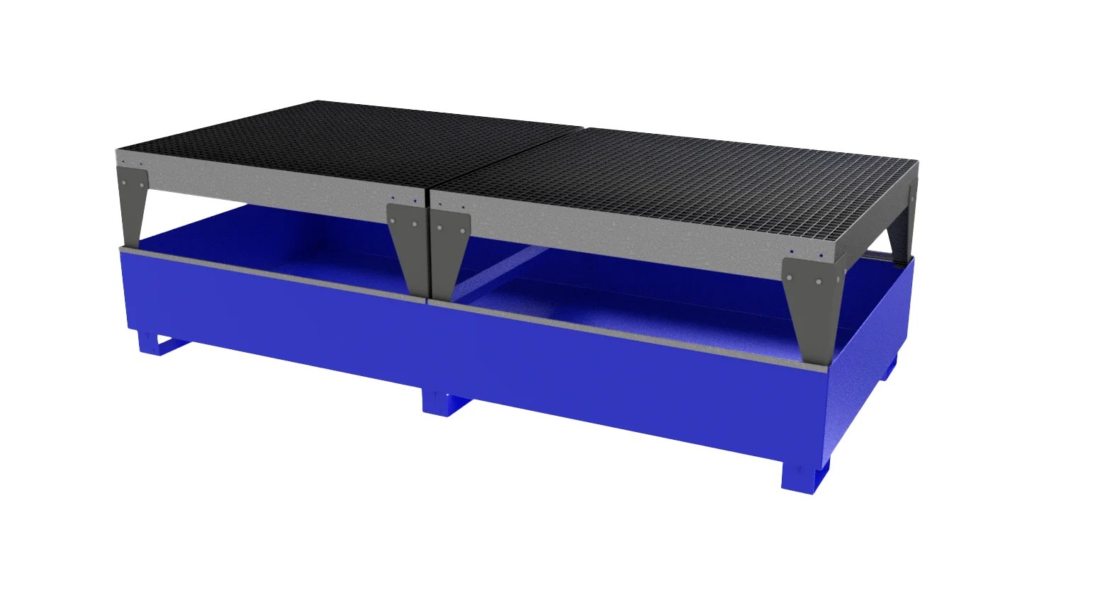 IBC bund made of steel, GS2 AB2, with 2 filling stands, painted, StawaR approval