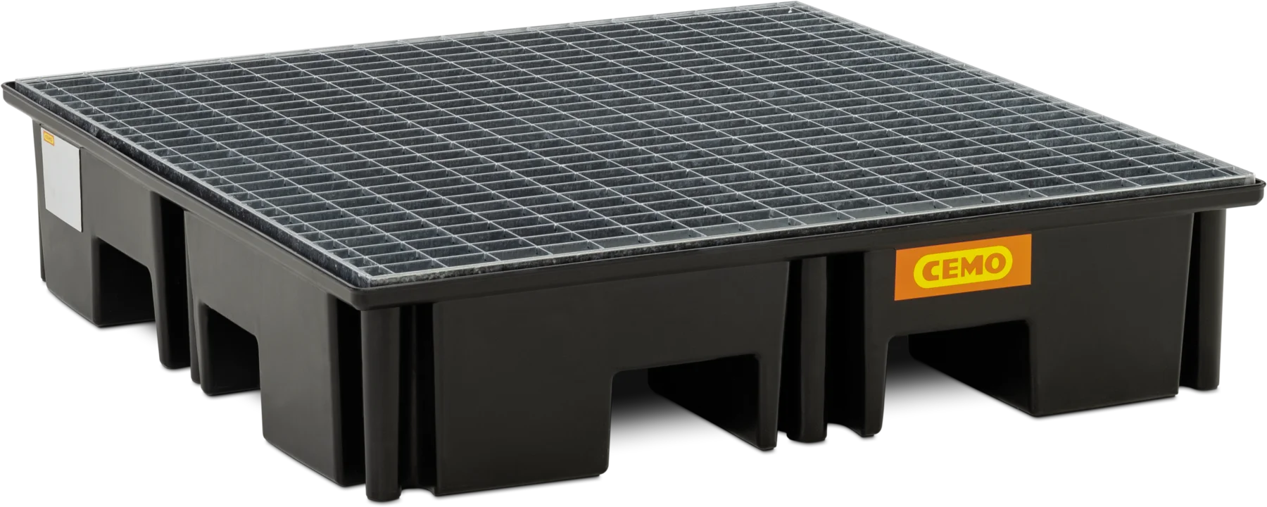 PE pallet sumps 120 x 120cm, 220 l with steel grating