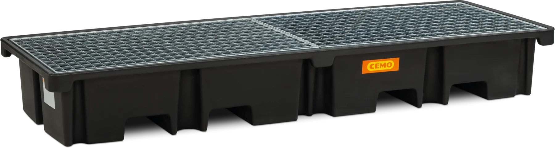 PE-uppsamlingstråg för 2 pallar 120 x 80 cm längsmed, 425 l, med stålgaller