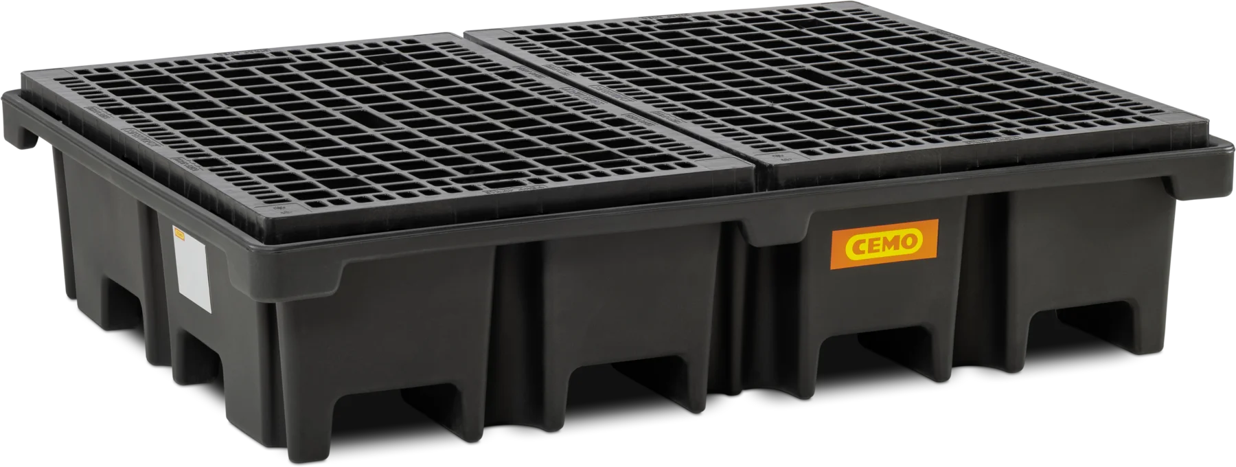 PE pallet sump for 2 pallets 120 x 80cm across, 425 l, with PE grating