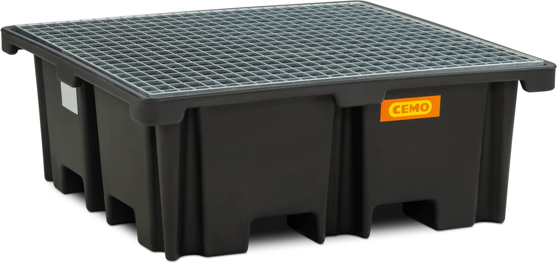 PE-pallet sump 120 x 120cm, 400 l with steel grating