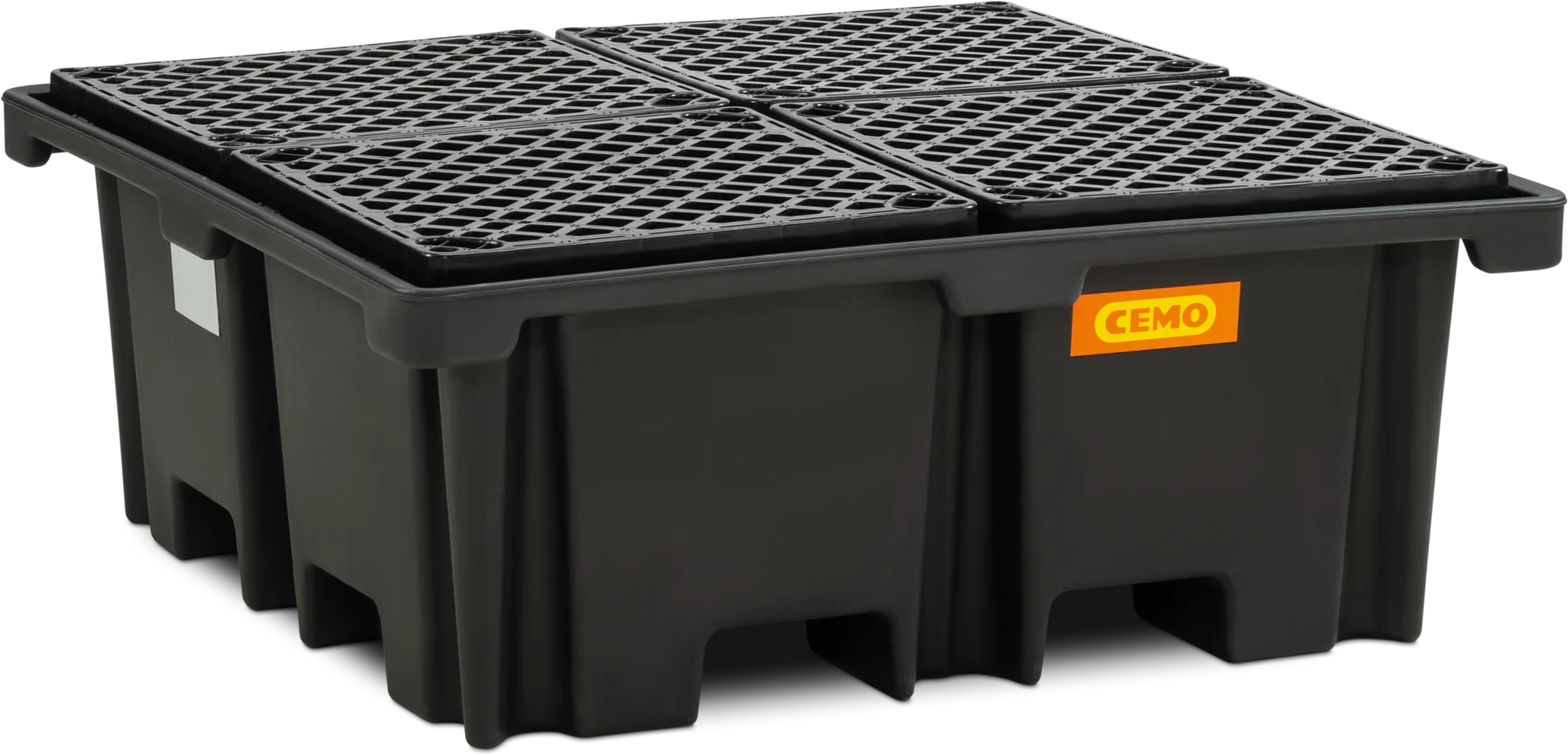  PE-uppsamlingstråg 120 x 120cm, 400 l med PE-galler