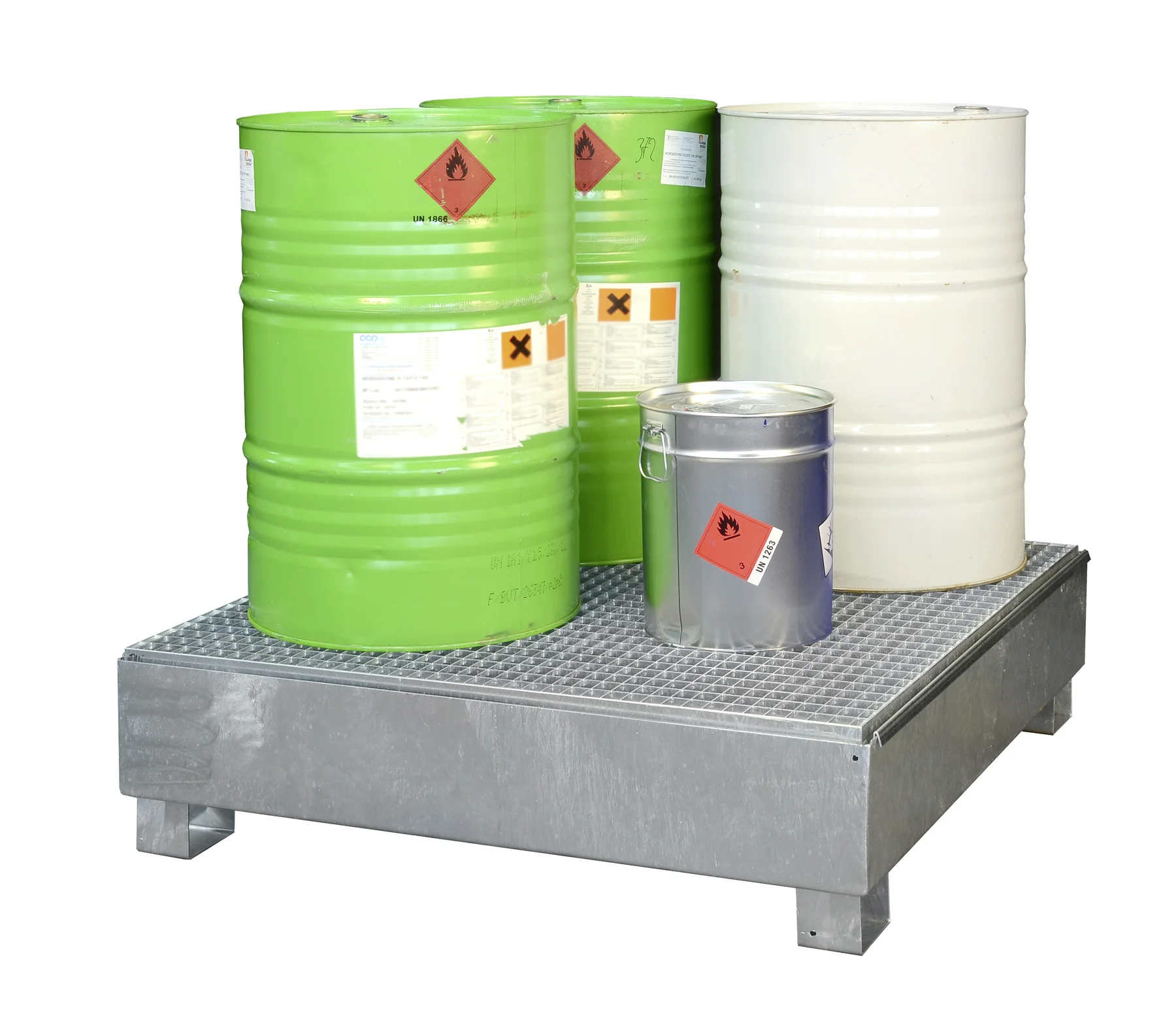 Steel sump galvanised with grating for 60 L drums