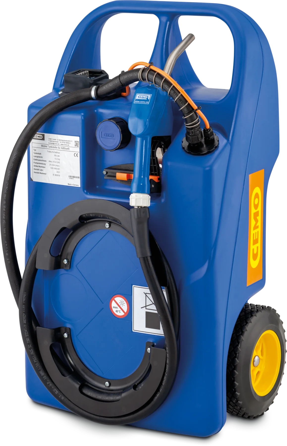 Carro CEMO para AdBlue®, 60 l, con carcasa CAS, compl. CENTRI SP 30, 18 V, AZV