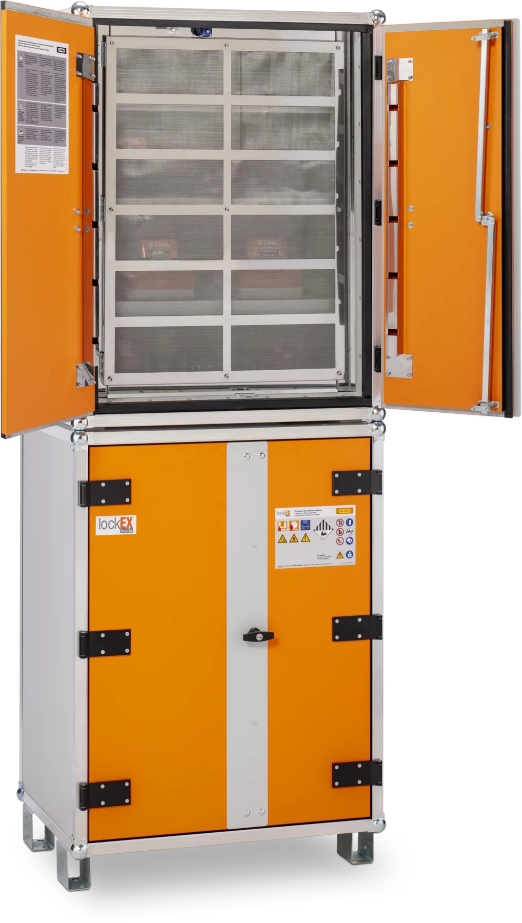 CEMO Battery charging cabinet Premium 8/20, 400 V with feet