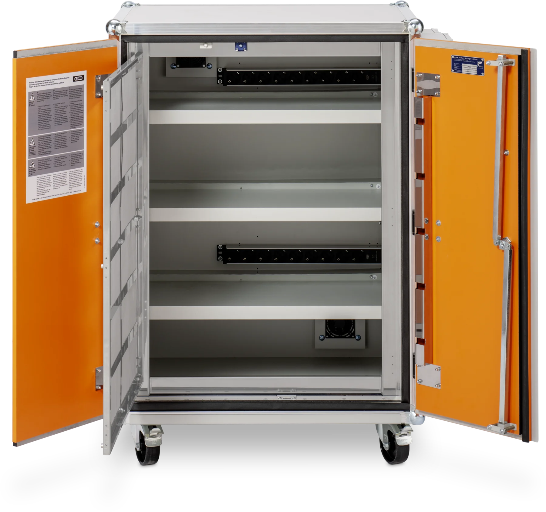 CEMO Battery charging cabinet Premium Plus 8/10, 230 V with castors