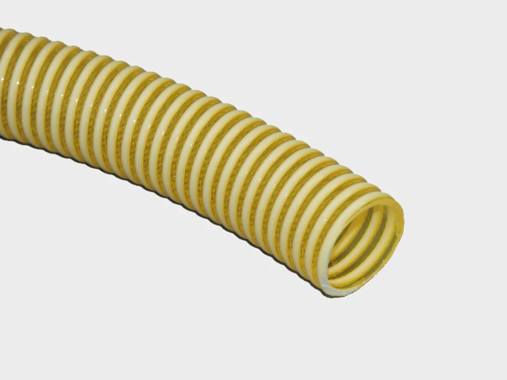 Plastic hose with helical reinforcement