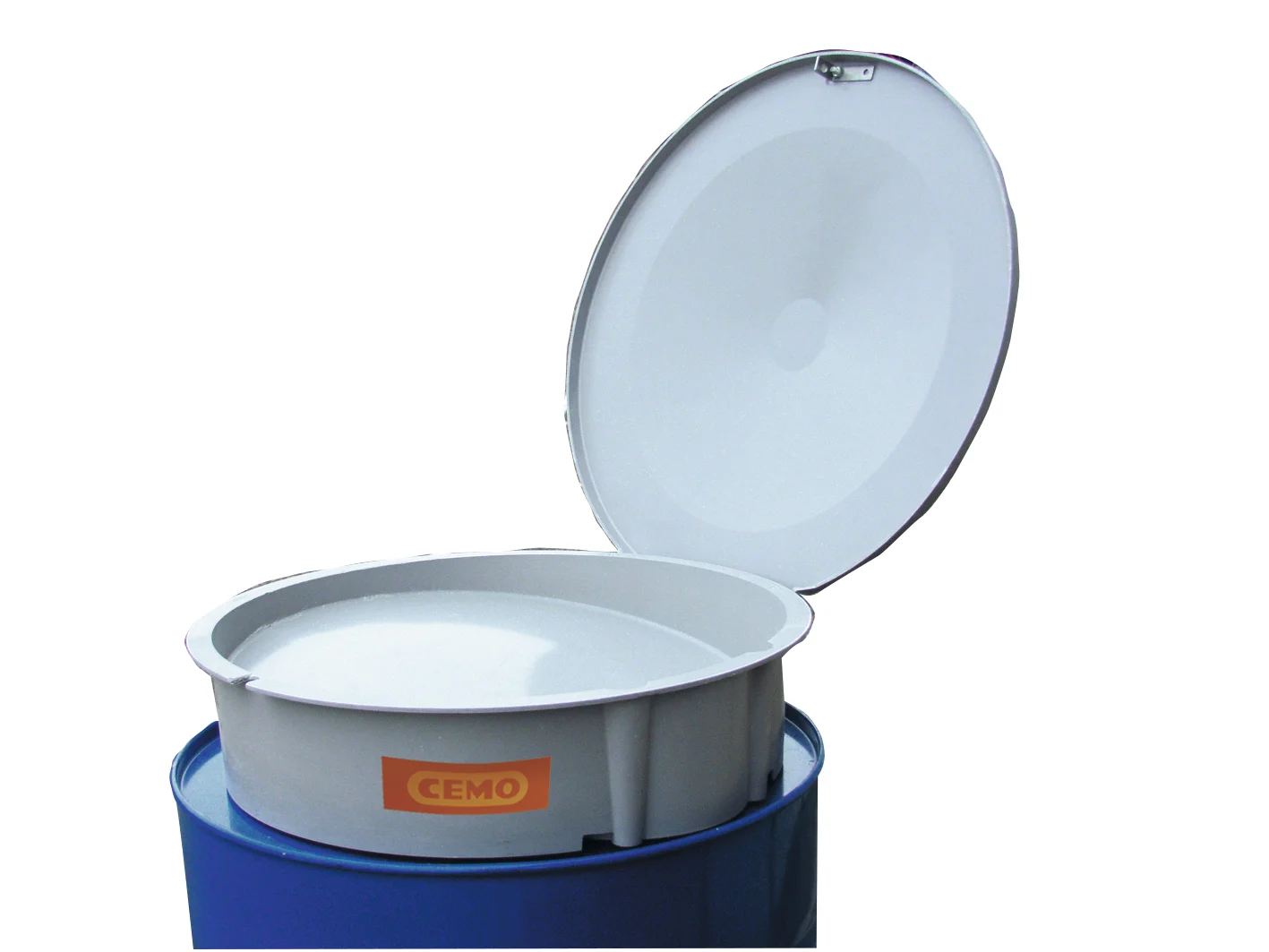GRP funnel with hinged lid for 200 l drum