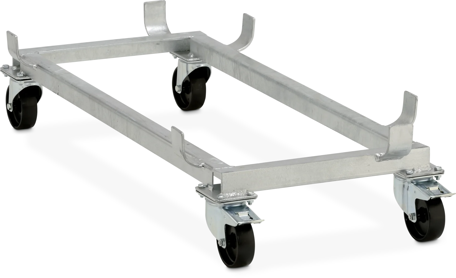 Base carrellata a ruote girevoli per contenitori rettangolari in VTR 200 l piatto