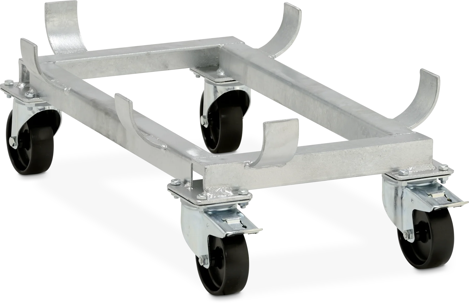 Base carrellata a ruote girevoli per contenitori rettangolari in VTR