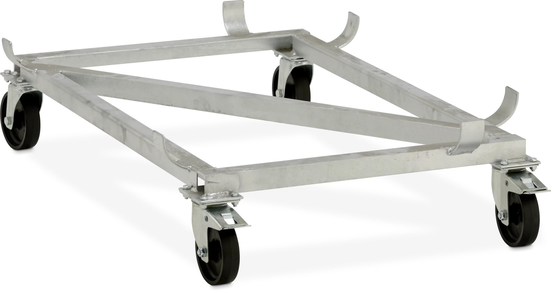 Base carrellata a ruote girevoli per contenitori rettangolari in VTR