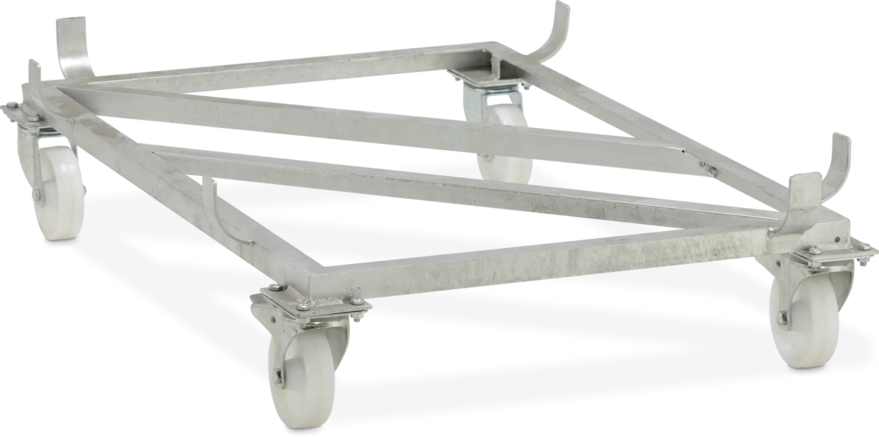 Base carrellata a ruote girevoli per contenitori rettangolari in VTR