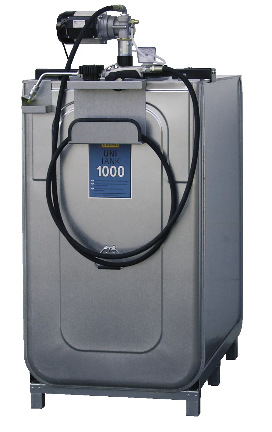 Compact lubricant system ECO, UNI 1,000 l with hose holder