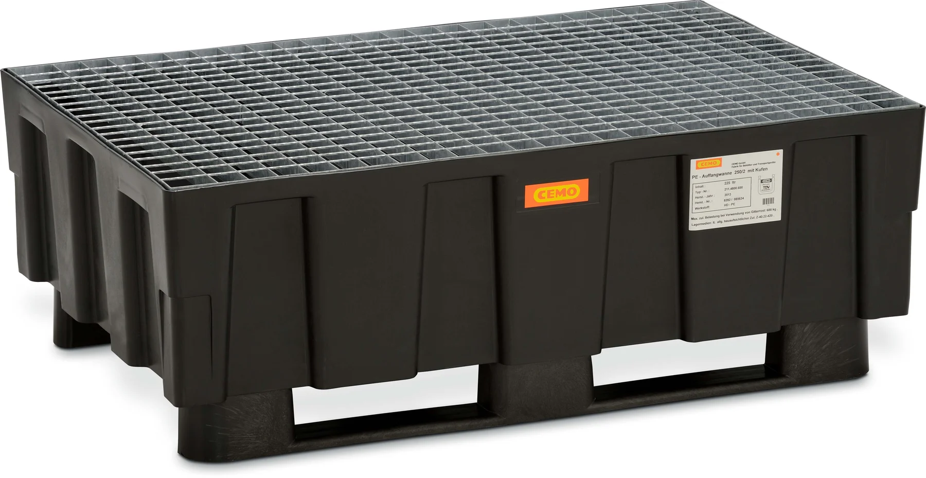 PE sump pallet 205/2 with 2 runners with approval