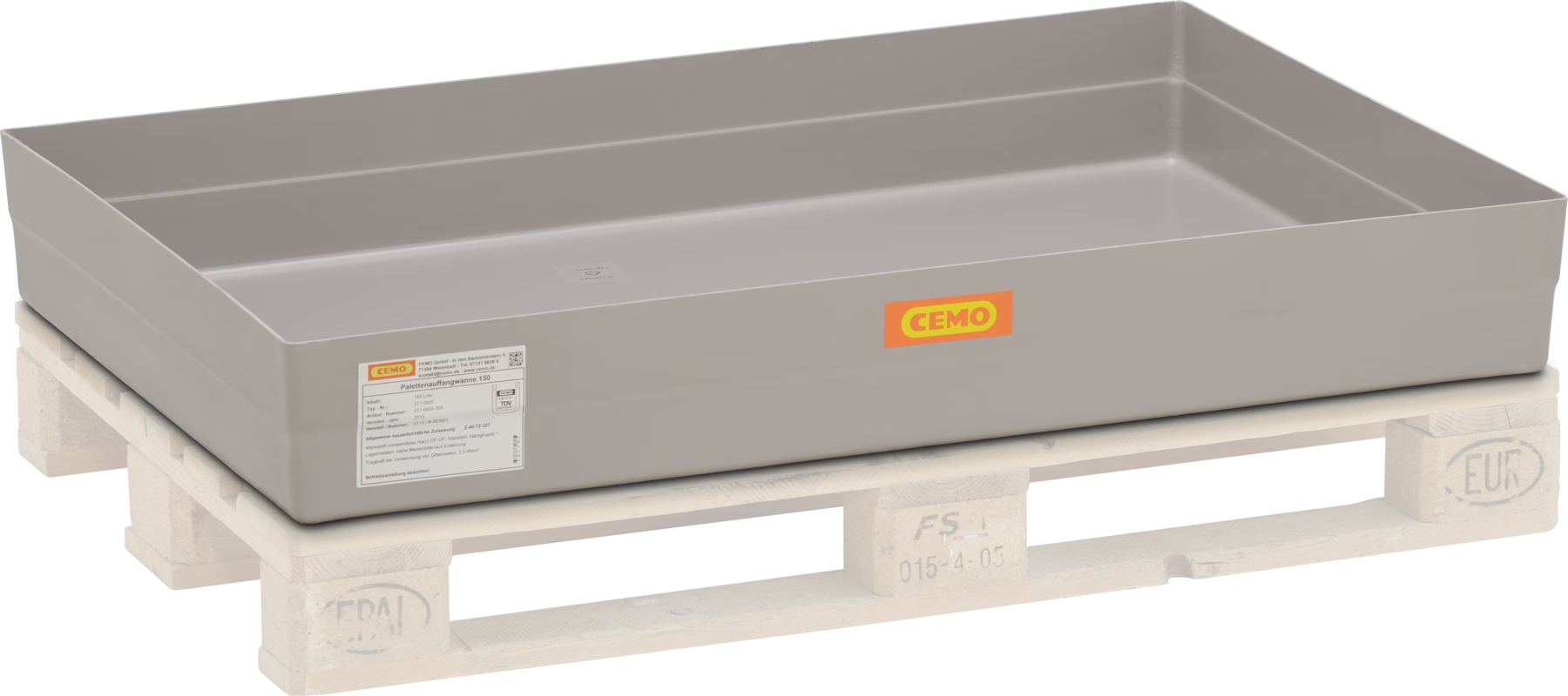 GRP sump pallet 150 for Euro pallets without approval