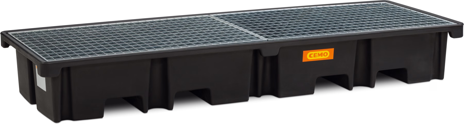 PE-pallet sump for 2 pallets 120 x 80cm along, 425 l, with steel grating