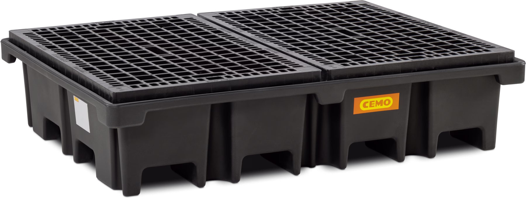 PE pallet sump for 2 pallets 120 x 80cm across, 425 l, with PE grating