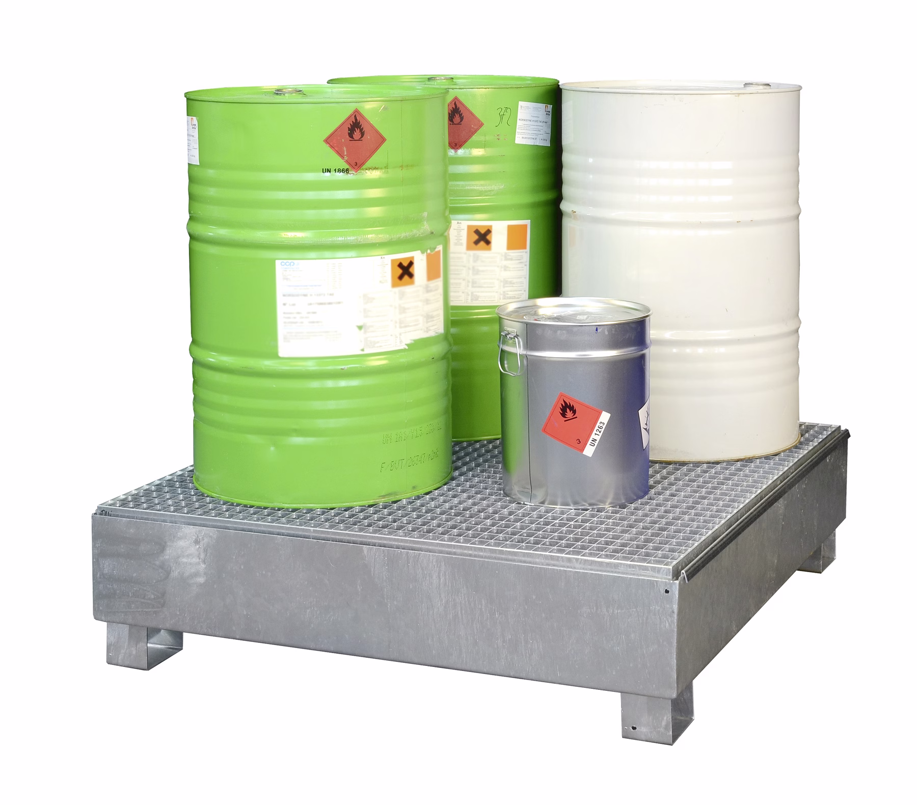 Steel sump galvanised with grating for 60 L drums