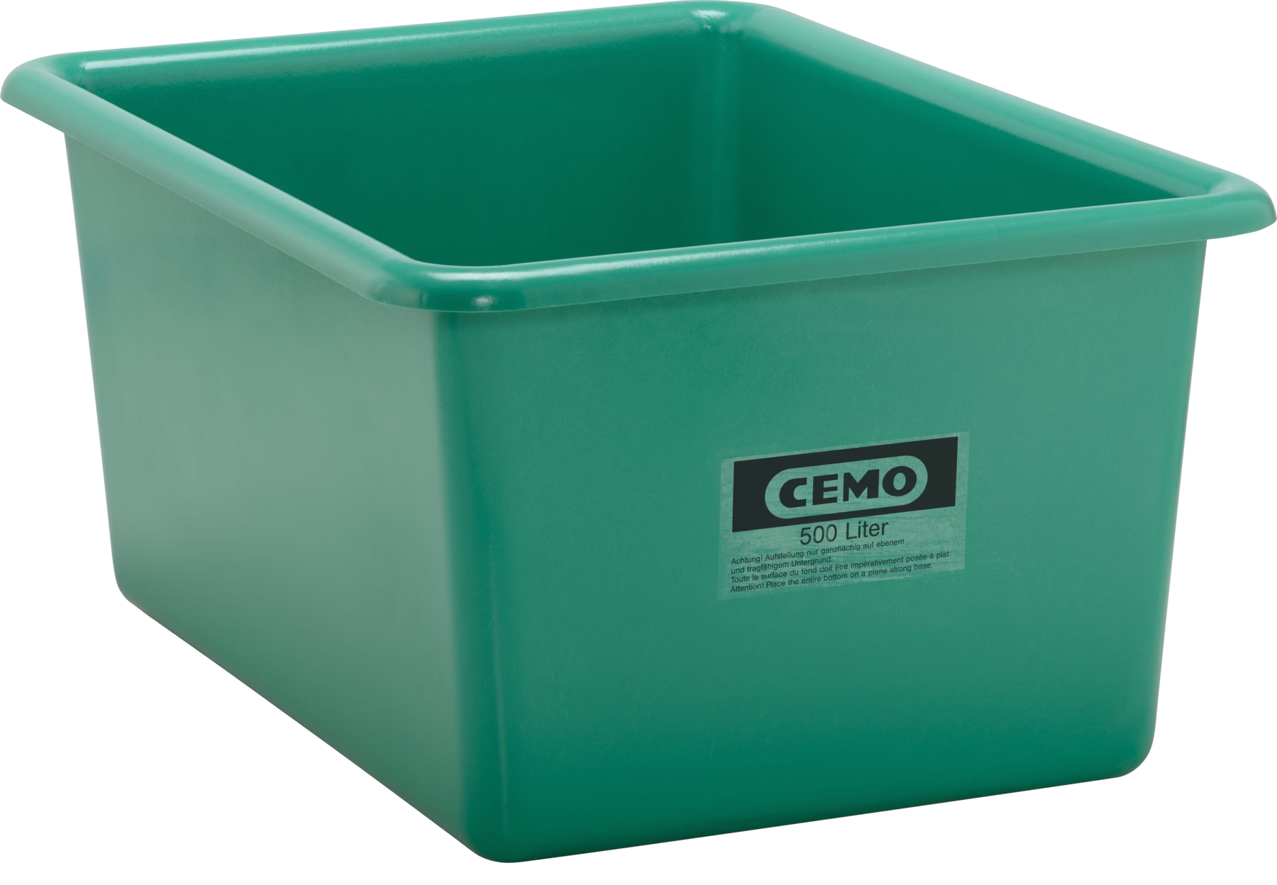 Contenedor GRP rectangular 500 l plano, modelo estándar verde