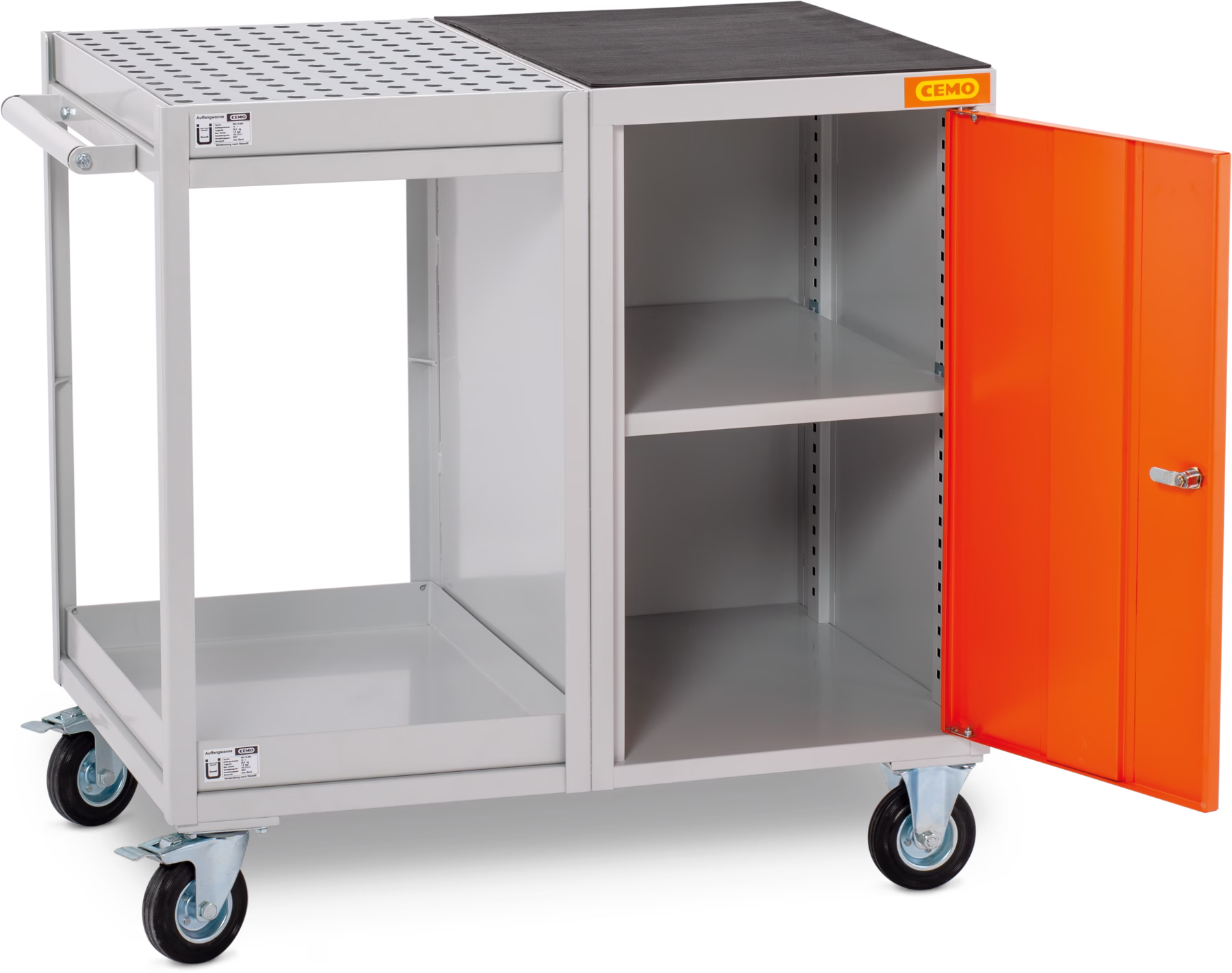 Workshop trolley with compartment