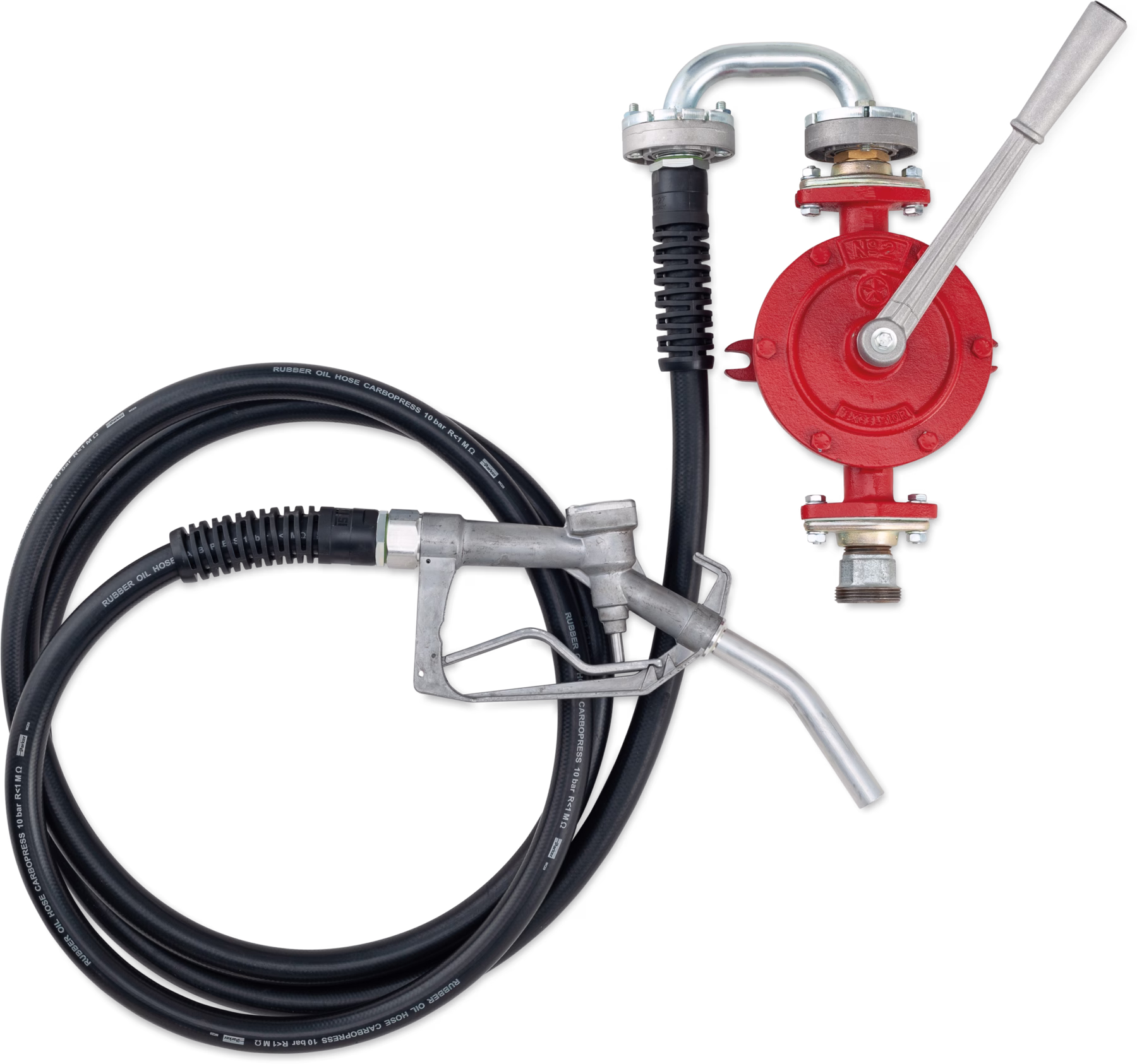Hand pump, 30 L/min,  with manual nozzle,  4 m dispensing hose, Viton gaskets
