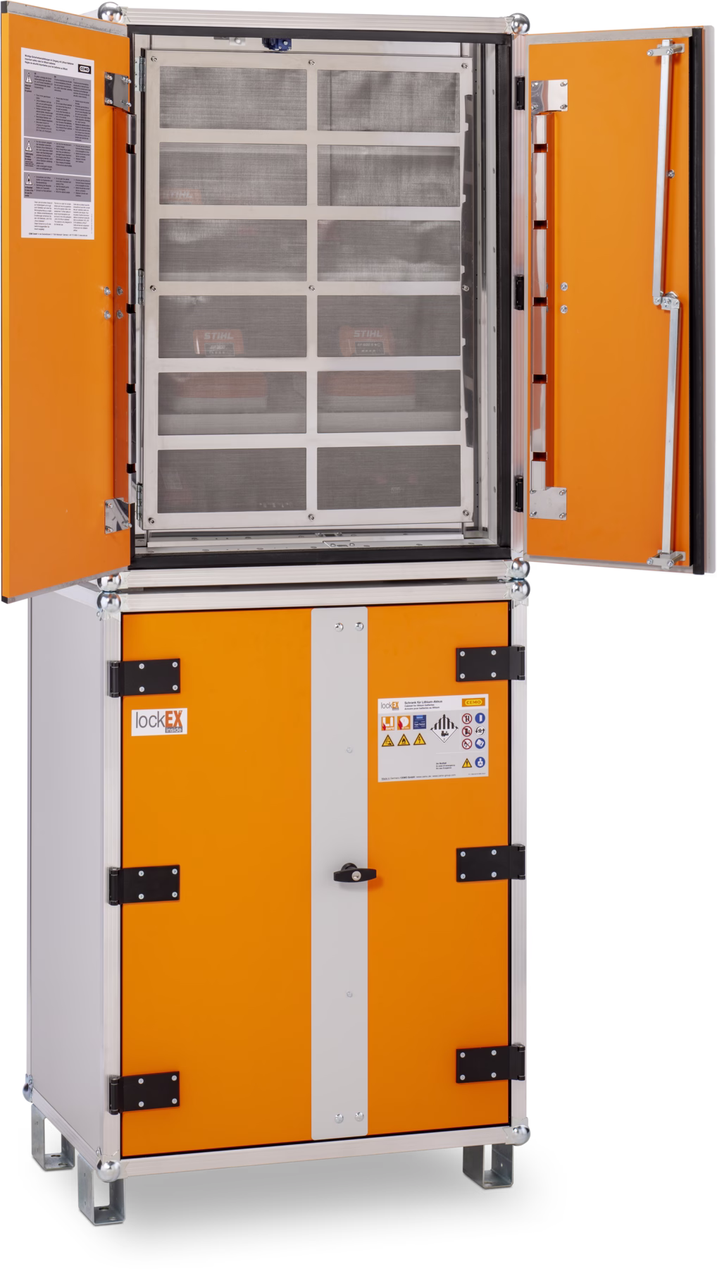CEMO Battery charging cabinet Premium 8/20, 230 V with feet