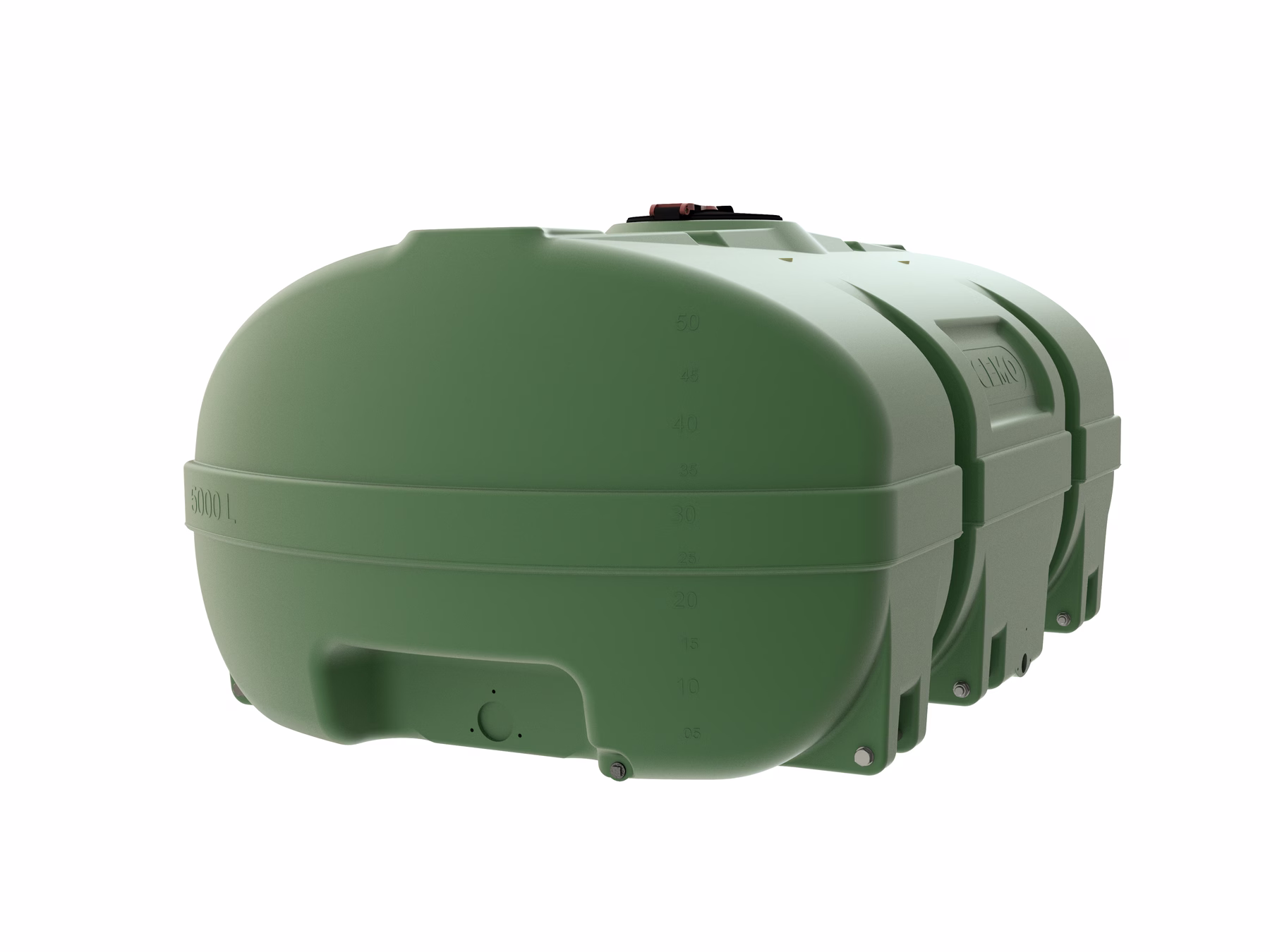 PE tank 5,000 L, trunk-shaped with hinged lid, RAL 6029 green