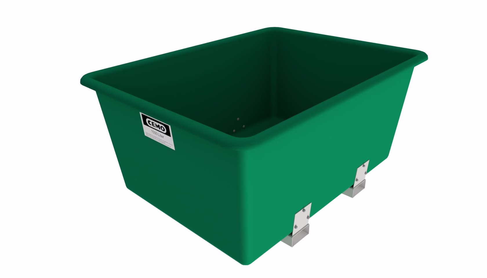 Contenedor GRP rectangular 1.500 l con rebajes para carretilla elevadora verde