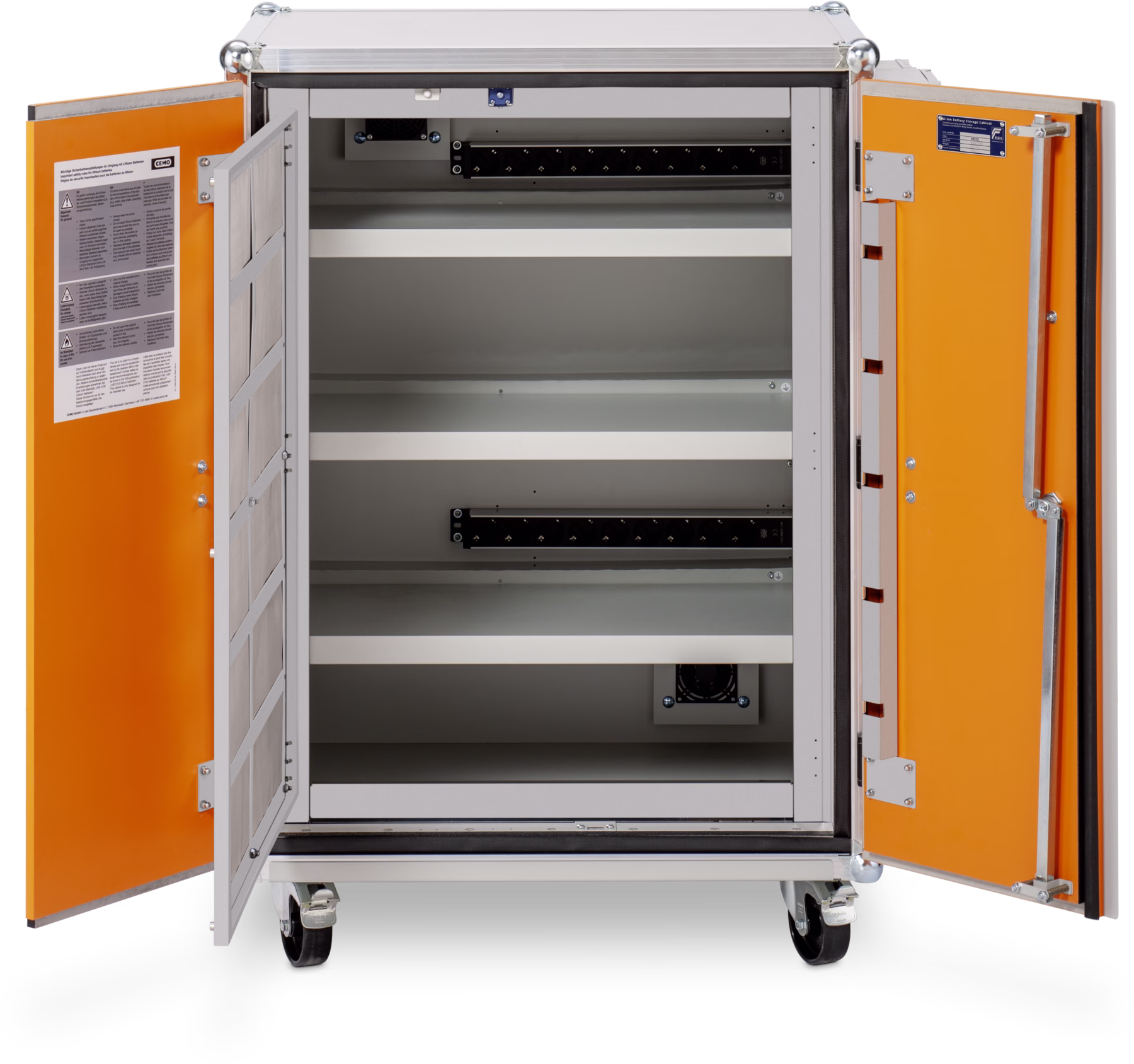 CEMO Battery charging cabinet Premium Plus 8/10, 230 V with castors