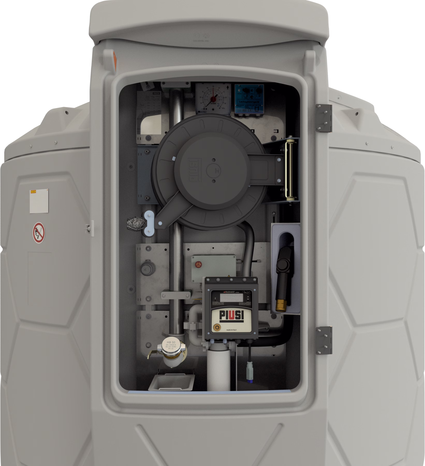 CEMO CUBE Dieseltankanlage Outdoor Premium B.Smart 7500 L, Zapfpistole Automatik A80 fastfill, 230 V, 85 l/min (max.), grau, Deckelfarbe orange