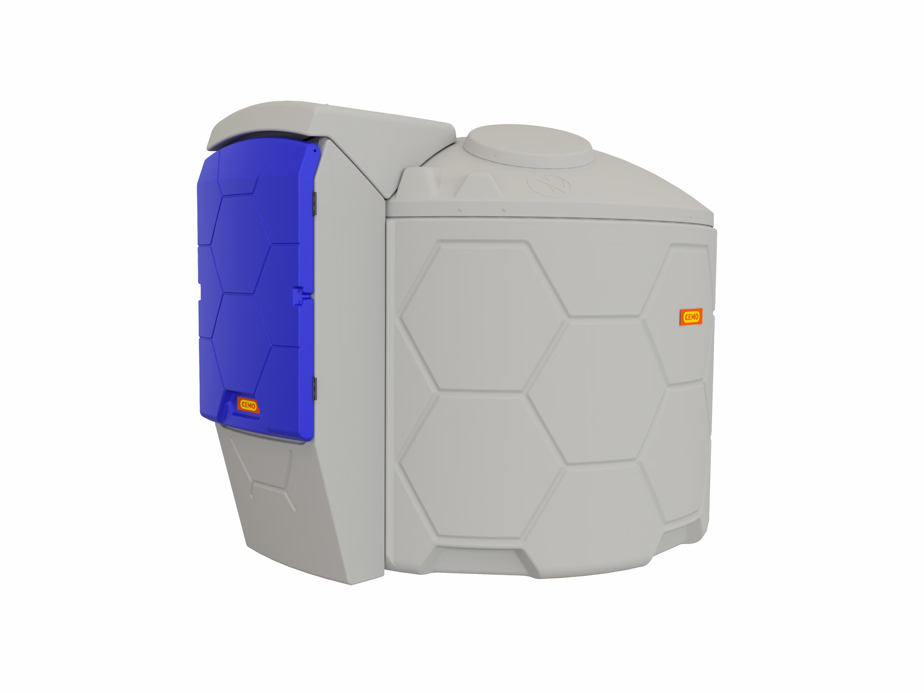 CEMO CUBE Tankanlage für AdBlue® Outdoor Premium Agilis 7500 L, Zapfpistole Automatik Kunststoff, 230 V, 35 l/min (max.), grau, Deckelfarbe blau