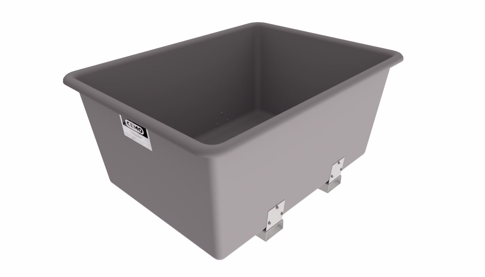Contenedor GRP rectangular 1.500 l con rebajes para carretilla elevadora gris