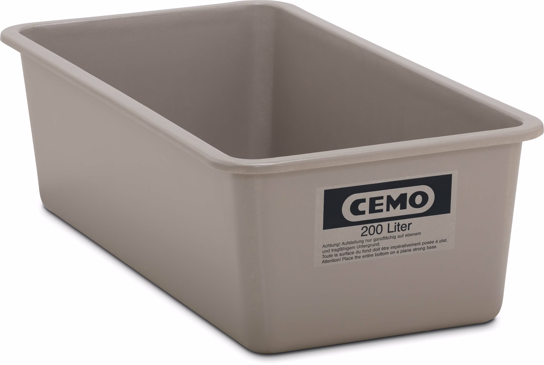 Contenedor GRP rectangular 200 l plano, modelo estándar gris