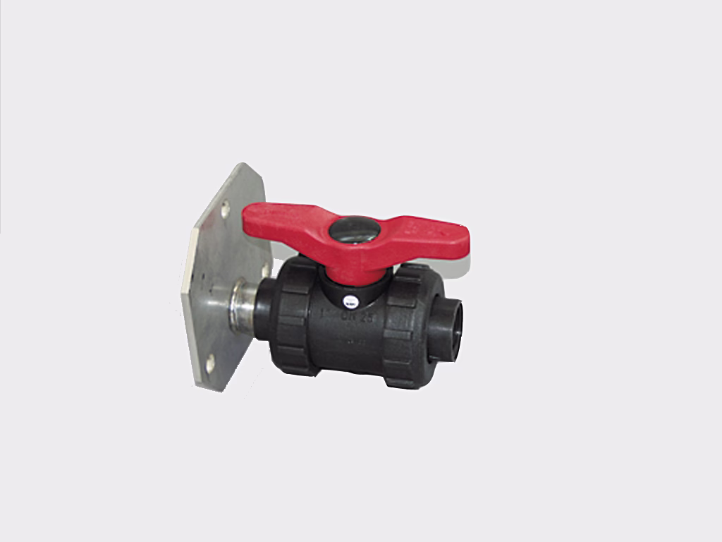 PVC-kulventil med fläns i rostfritt stål 1 ½" IT