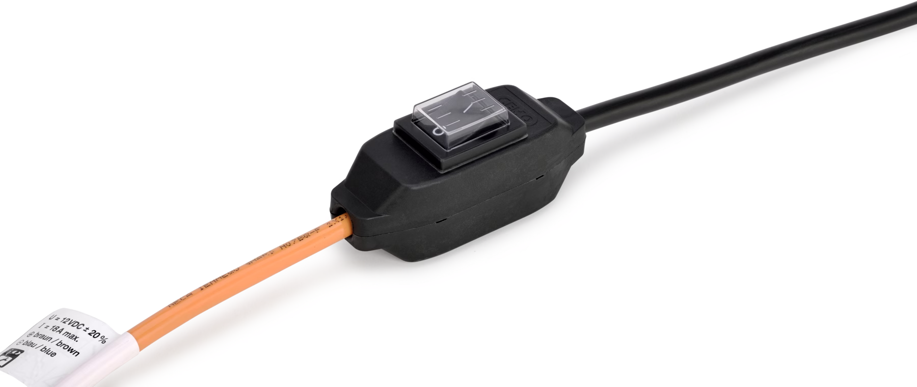 Strömbrytare 16 A/250 V, två poler, svart plast